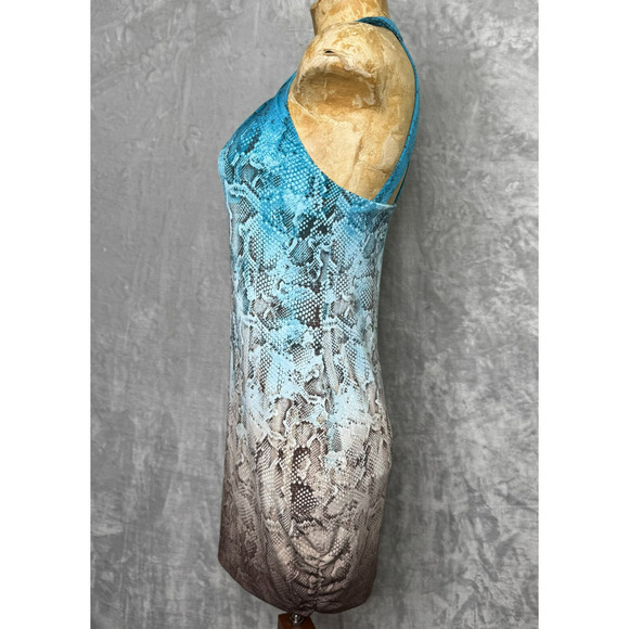 White House Black Market Dress Womens XXS Reptile Print Knit Cage Back Stretch - Picture 3 of 8